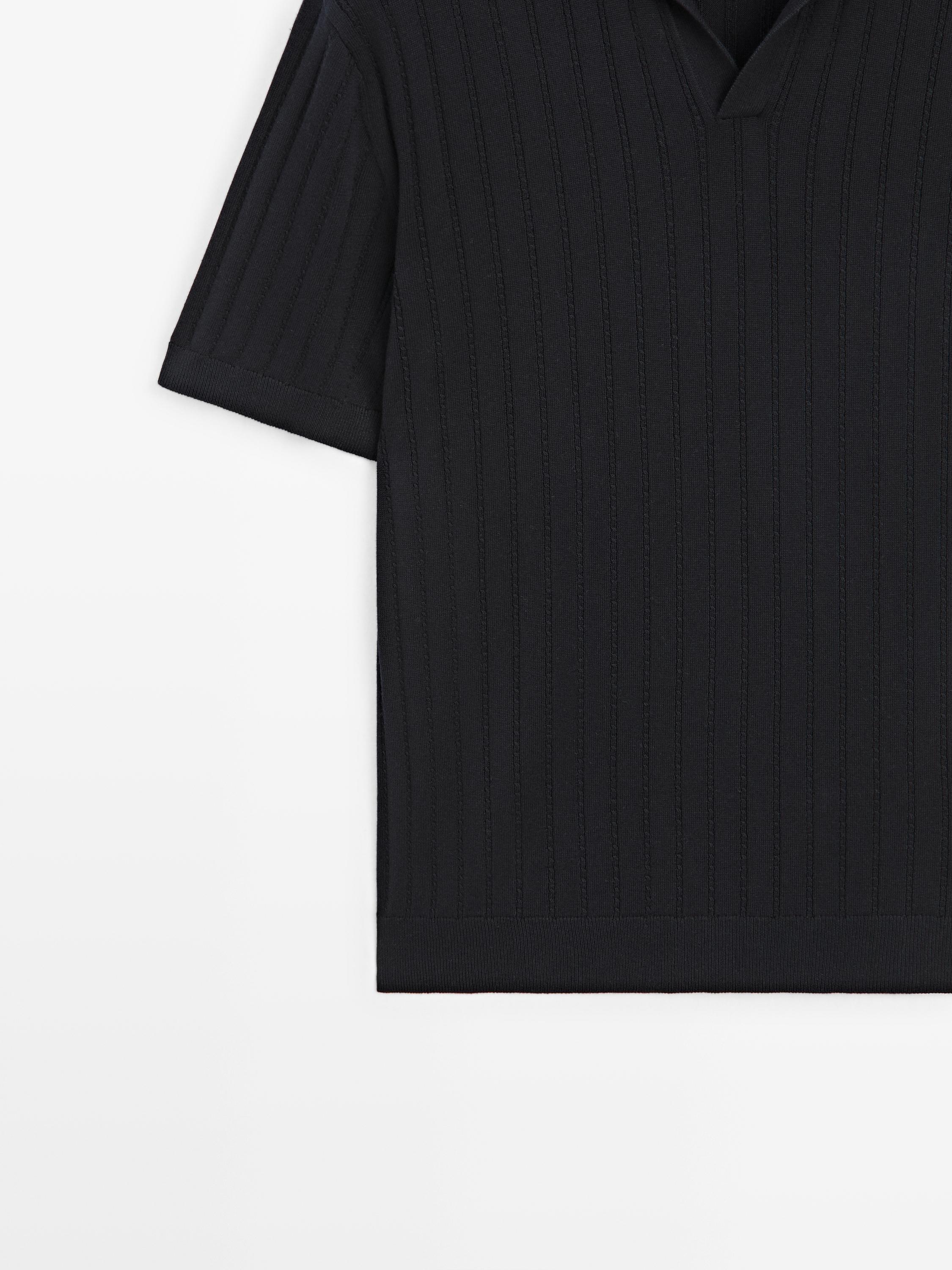 Cable-knit polo sweater